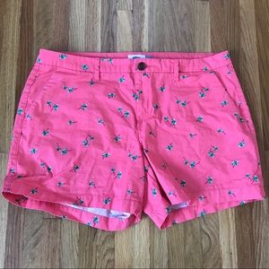 Old Navy Coral Twill Shorts with Palm Tree Print